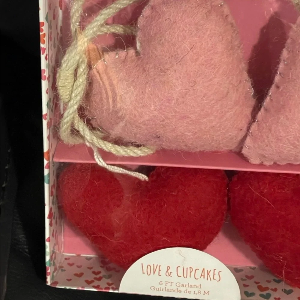 Valentines Love and Cupcakes Heart Garland - Felt Hearts Garland